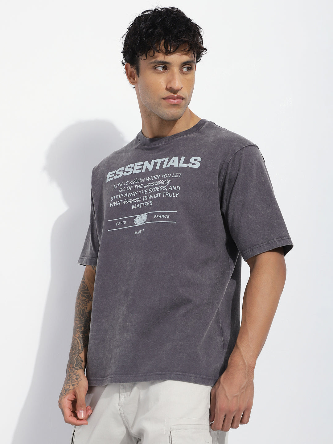 Mens Half Sleeve Round Neck Striped Oversized Fit Tshirts