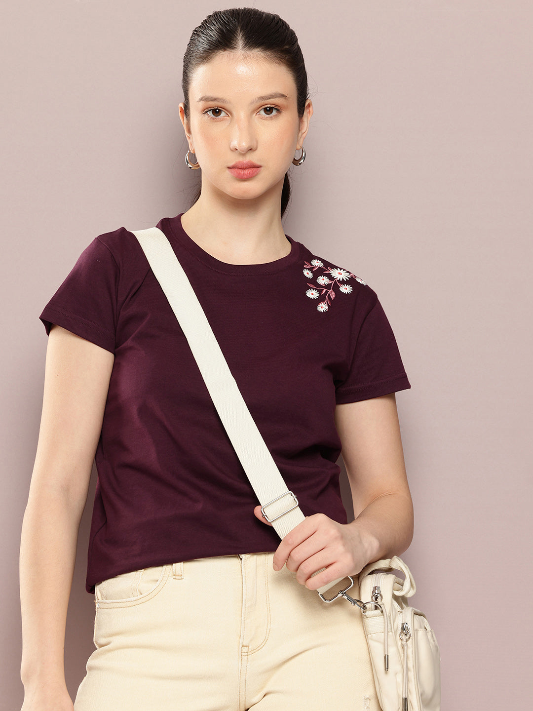 Womens Half Sleeve Round Neck Printed Regular Fit Tshirts