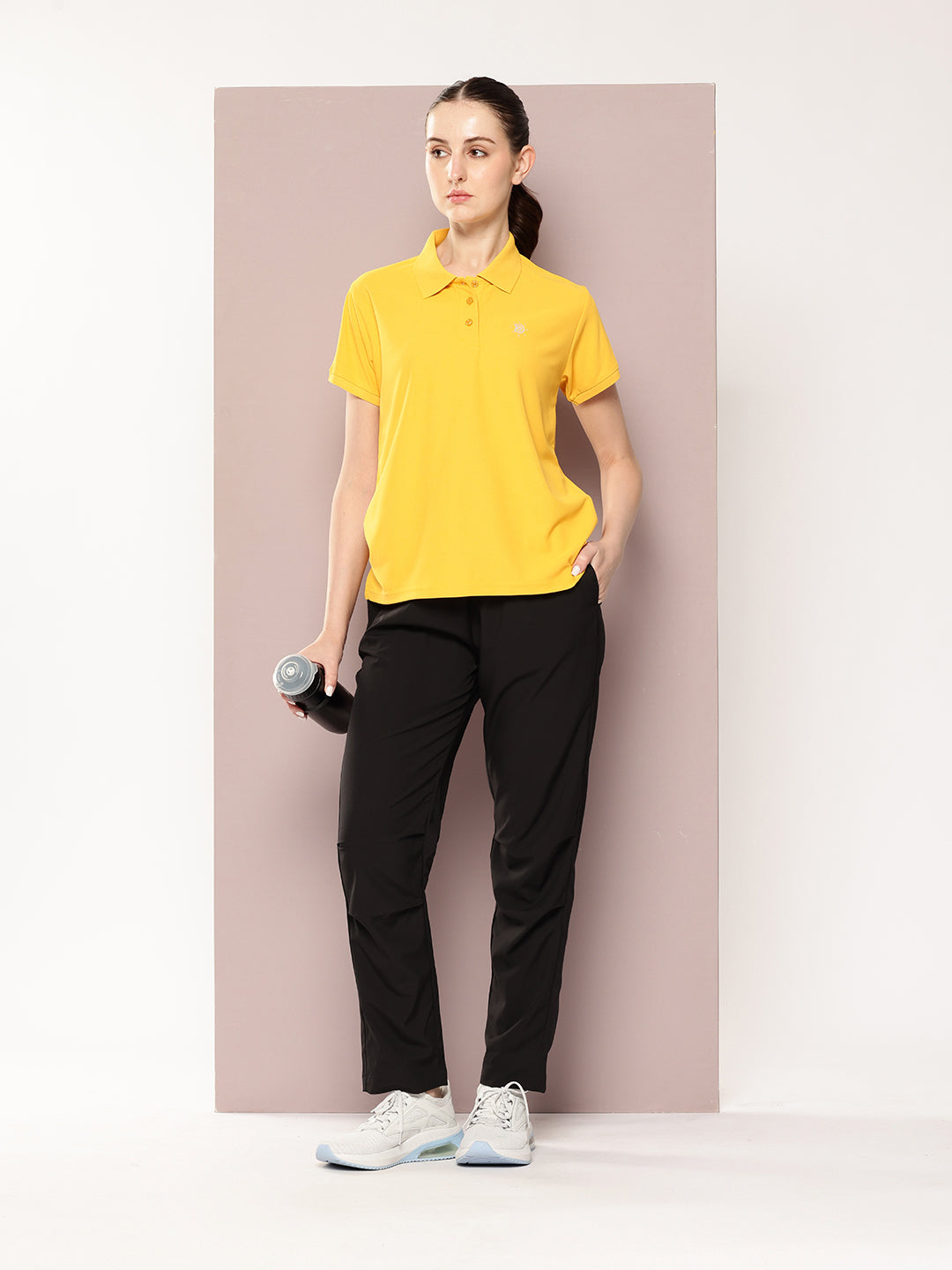 Womens Short Sleeve Polo Neck Relaxed Fit Polyster Tshirt