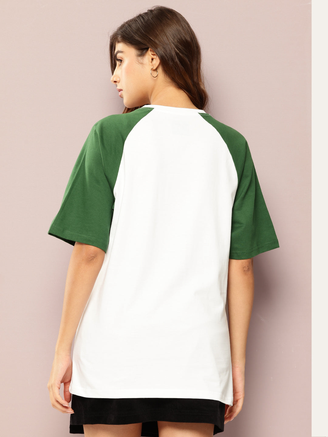 Womens Raglan Sleeve Printed Oversized Fit Tshirt