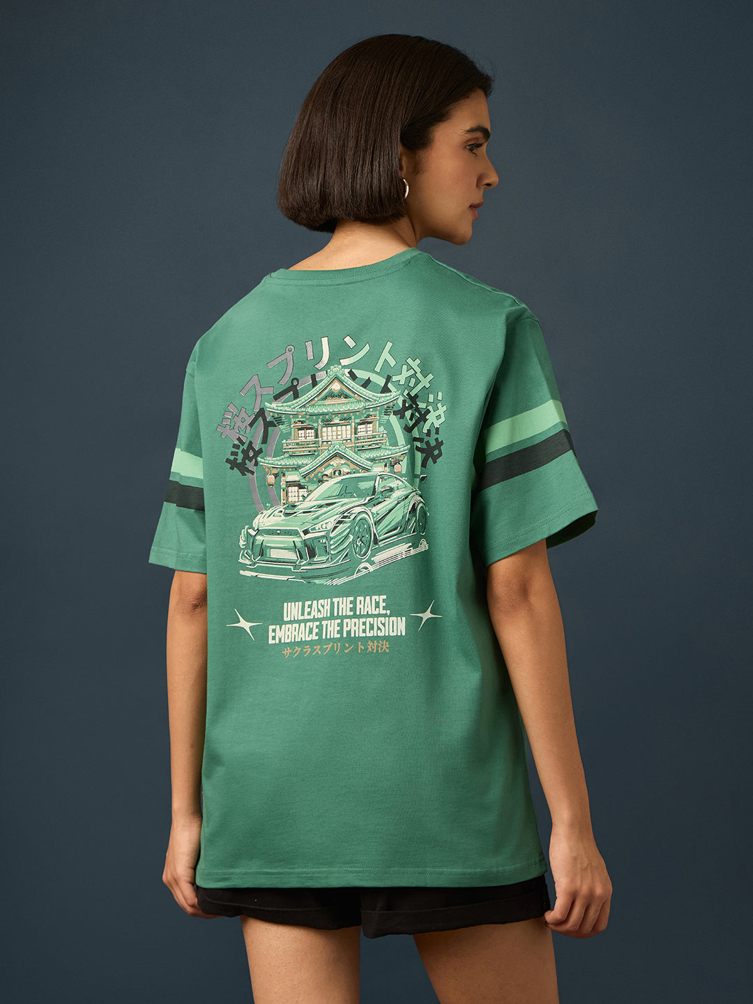 Womens Short Sleeve Printed Oversized Fit Tshirt 