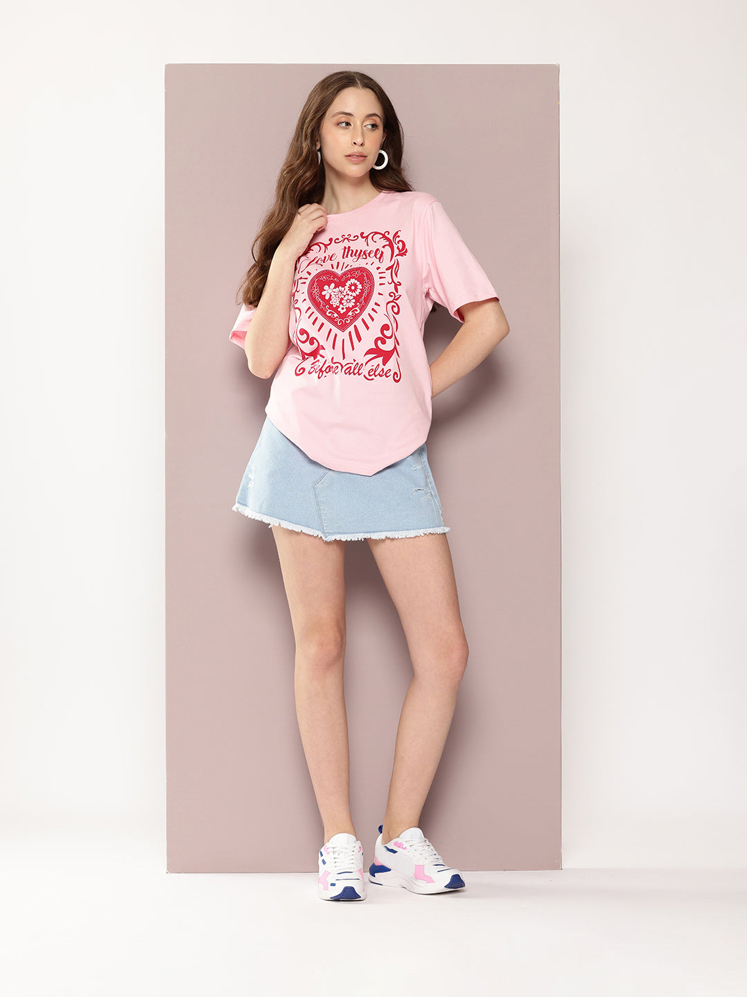 Womens Half Sleeve Round Neck Printed Oversized Fit Tshirts