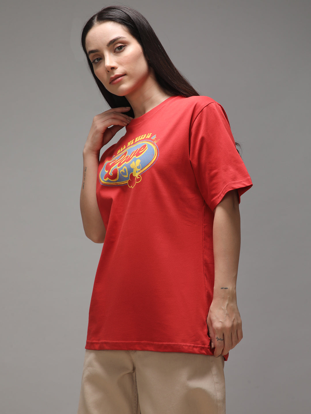 Womens Half Sleeve Round Neck Printed Oversized Fit Tshirts