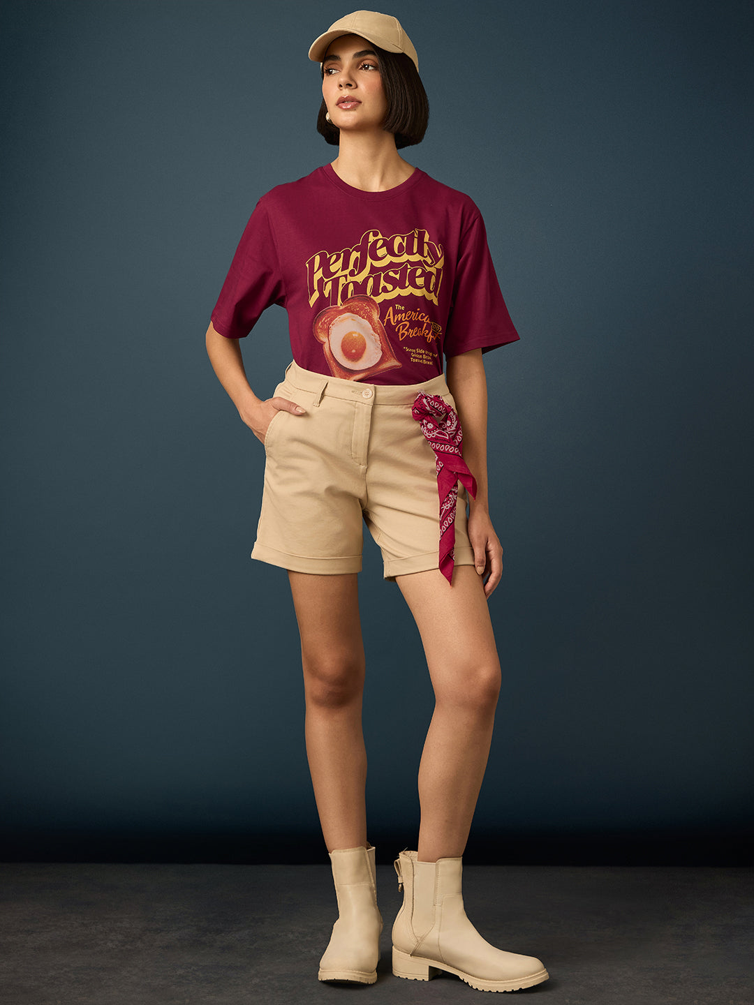 Womens Short Sleeve Printed Oversized Fit Tshirt 