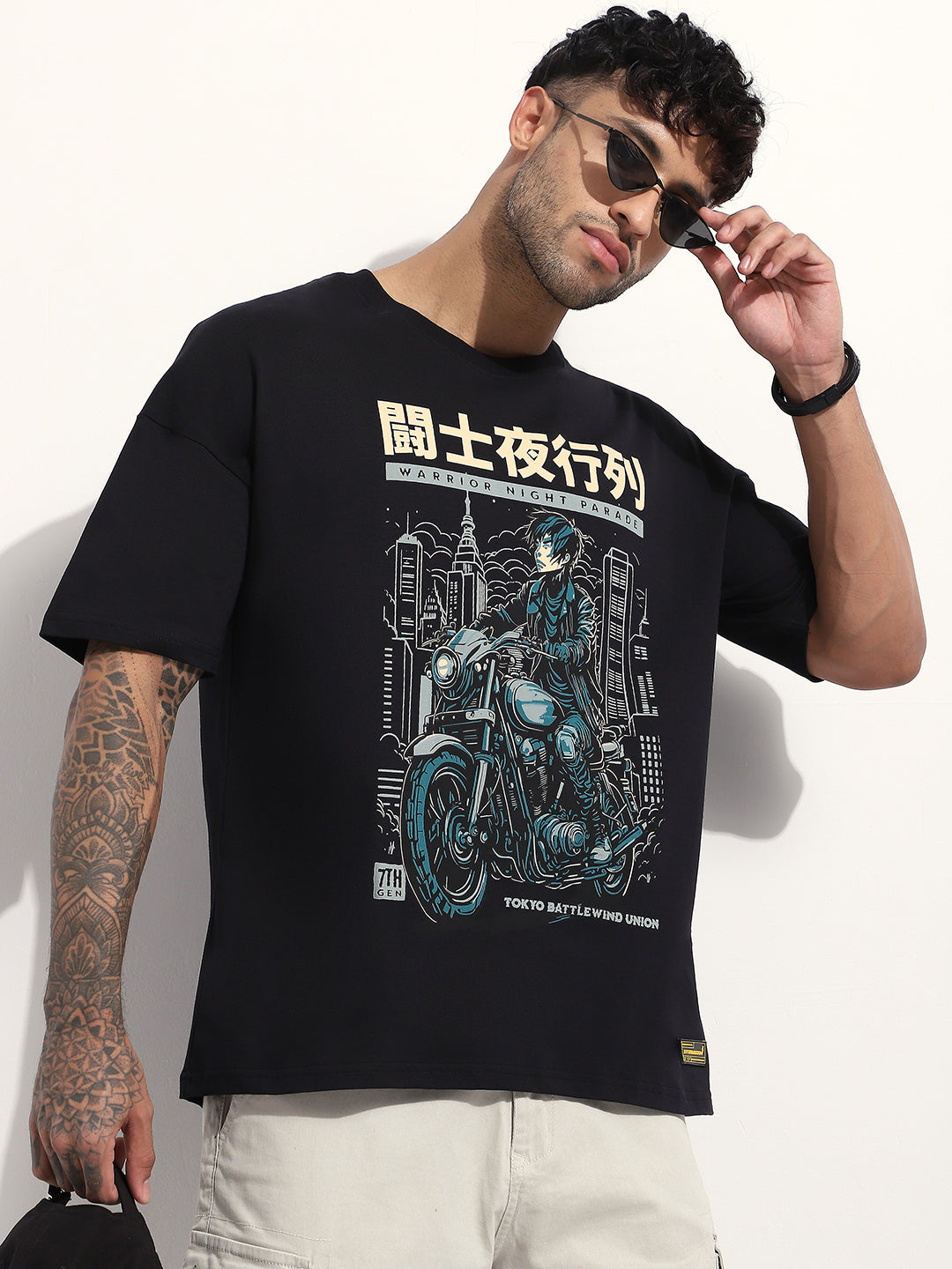 Mens Half Sleeve Drop Shoulder Printed Oversized Fit T-Shirts