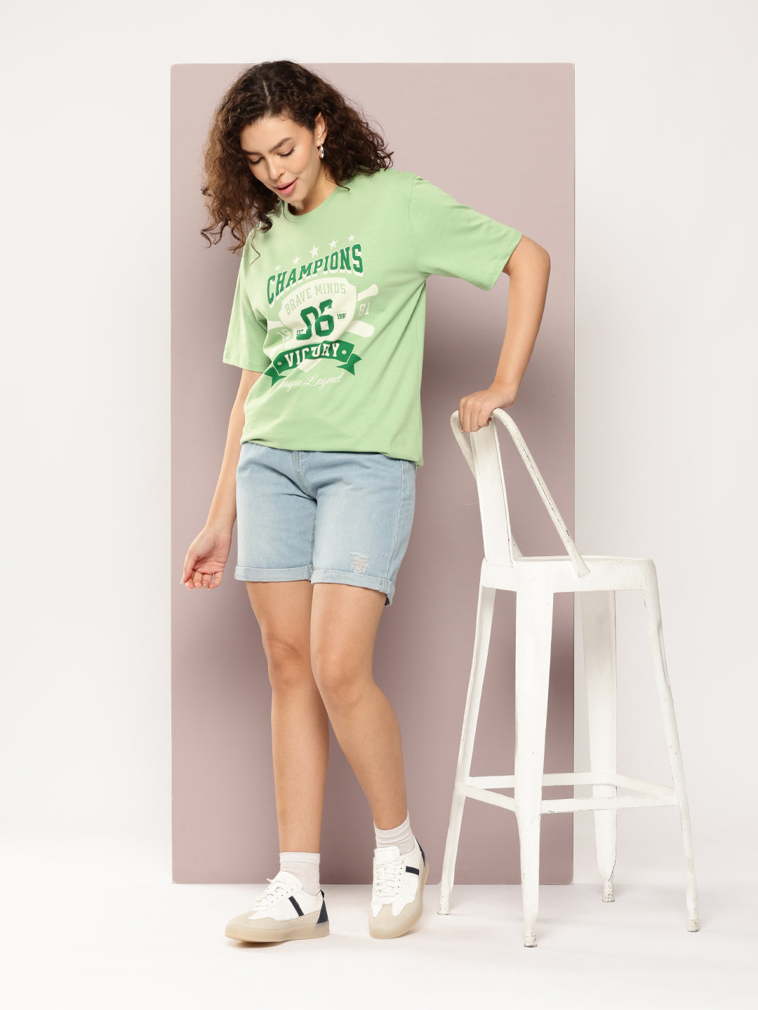 Womens Half Sleeve Round Neck Printed Oversized Fit Tshirts