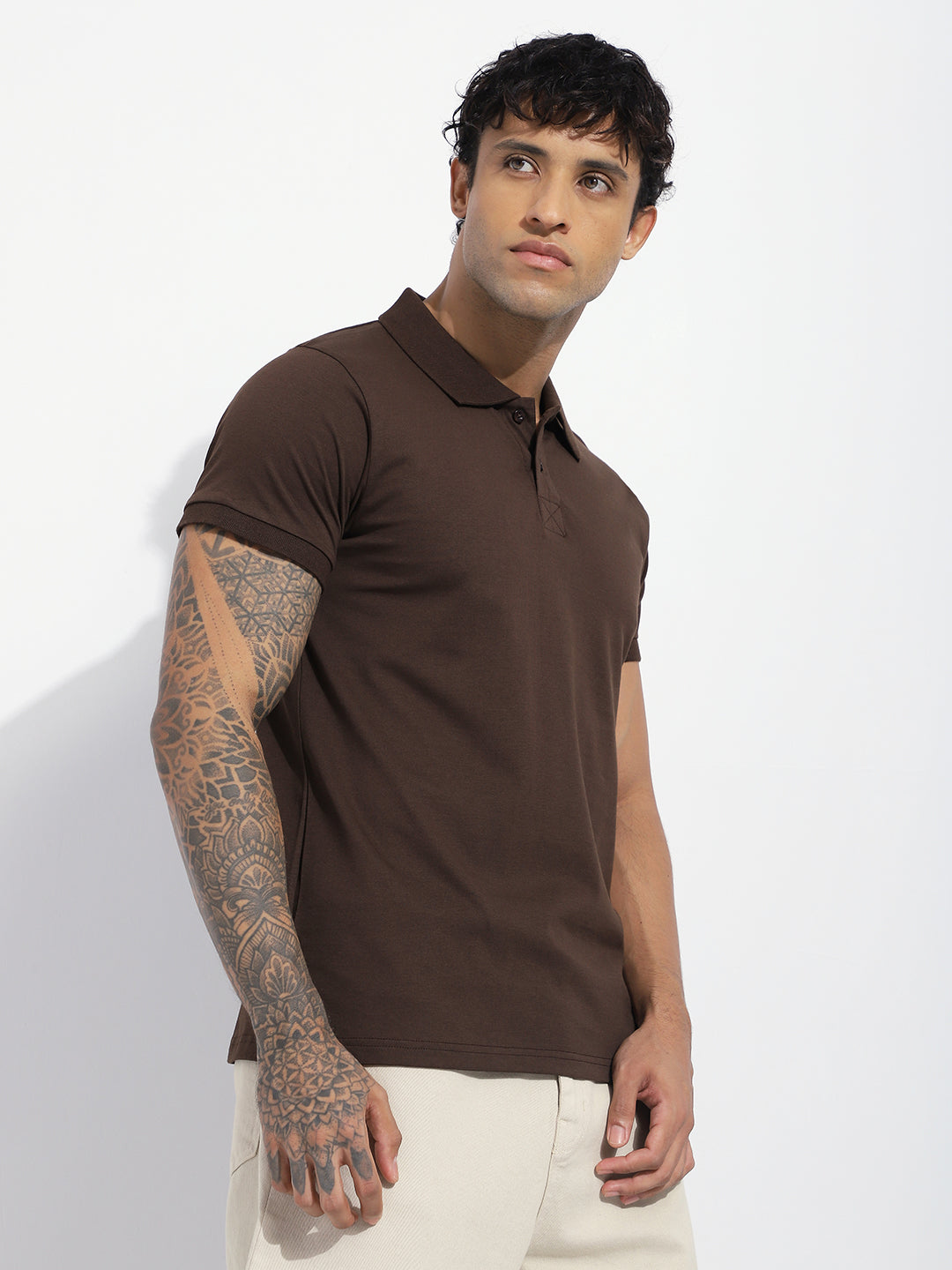 Mens Half Sleeve Polo Neck Solid Regular Fit Tshirts