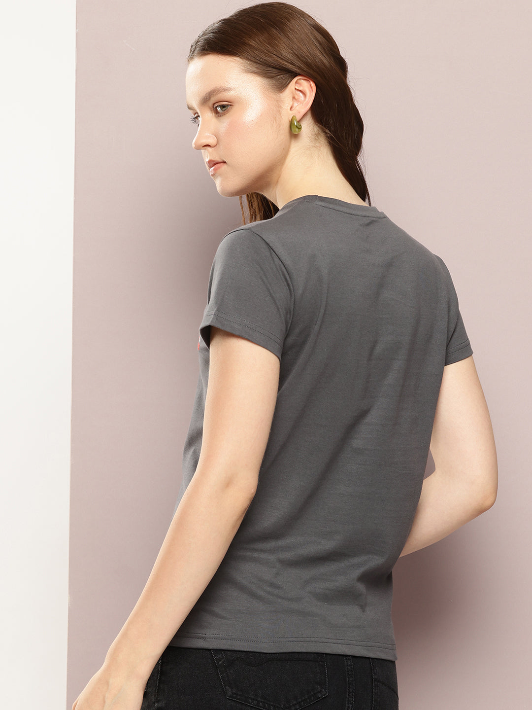 Womens Half Sleeve Round Neck Embroidery Regular Fit Tshirts