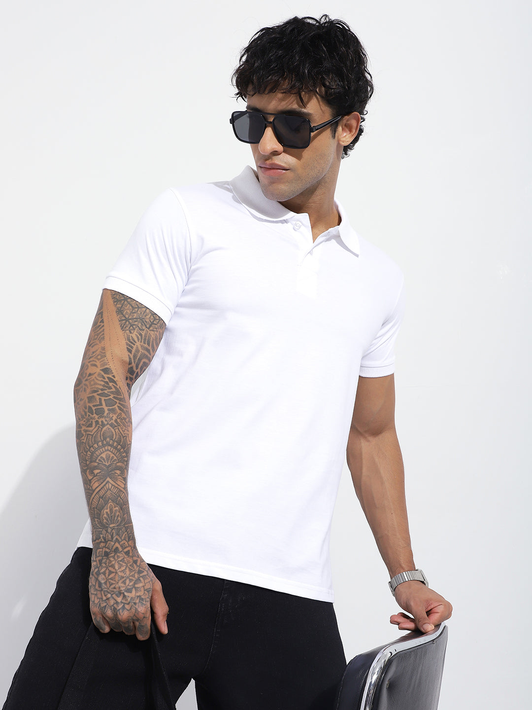 Mens Half Sleeve Polo Neck Solid Regular Fit Tshirts