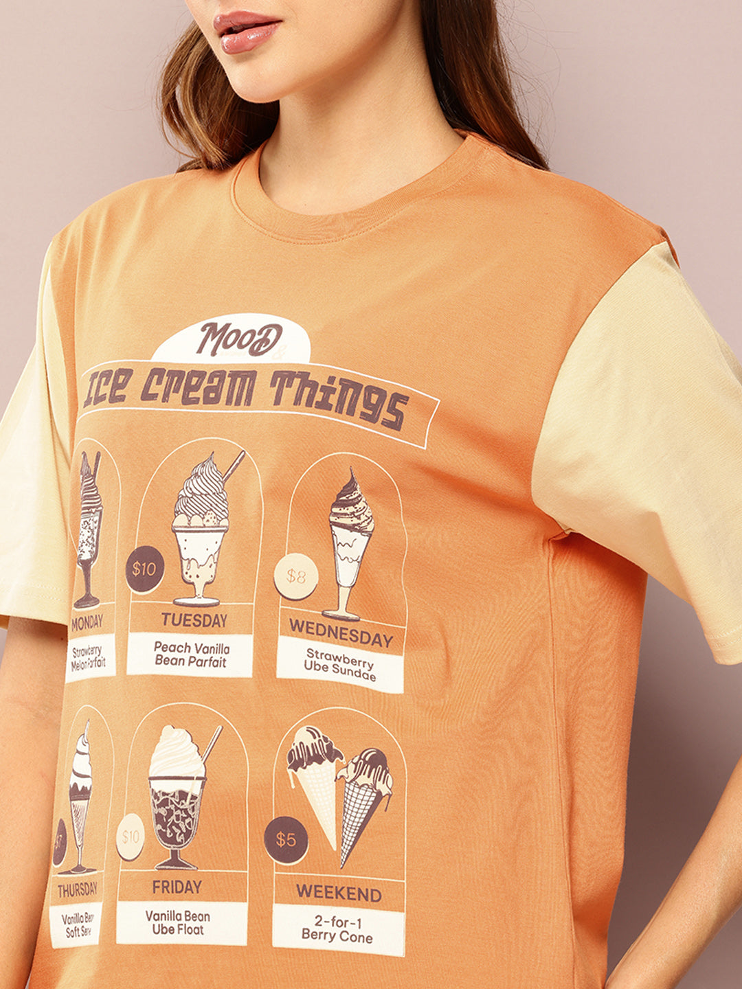 Womens Short Sleeve Printed Oversized Fit Tshirt