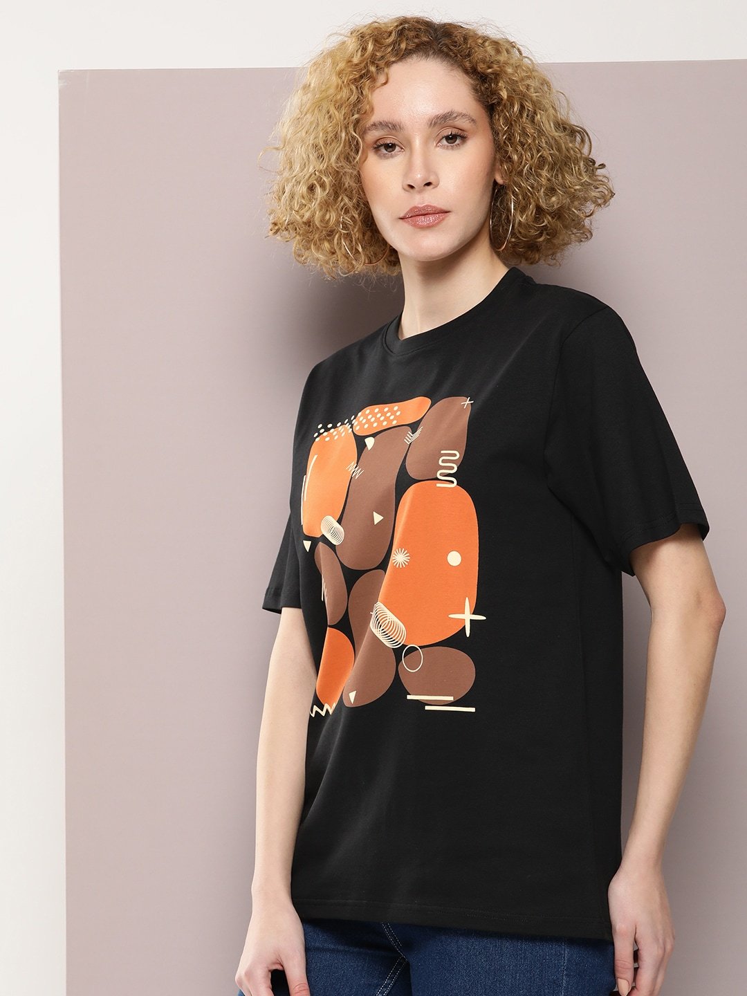Womens Half Sleeve Round Neck Oversized Fit T-Shirts