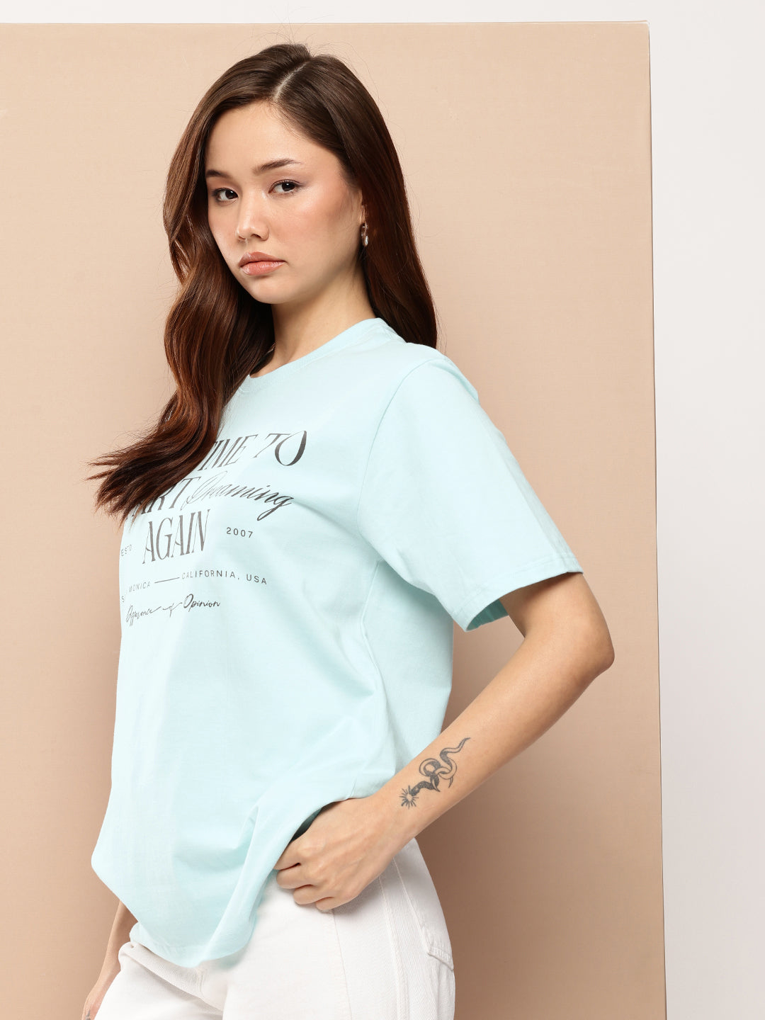 Womens Half Sleeve Round Neck Printed Oversized Fit Tshirts