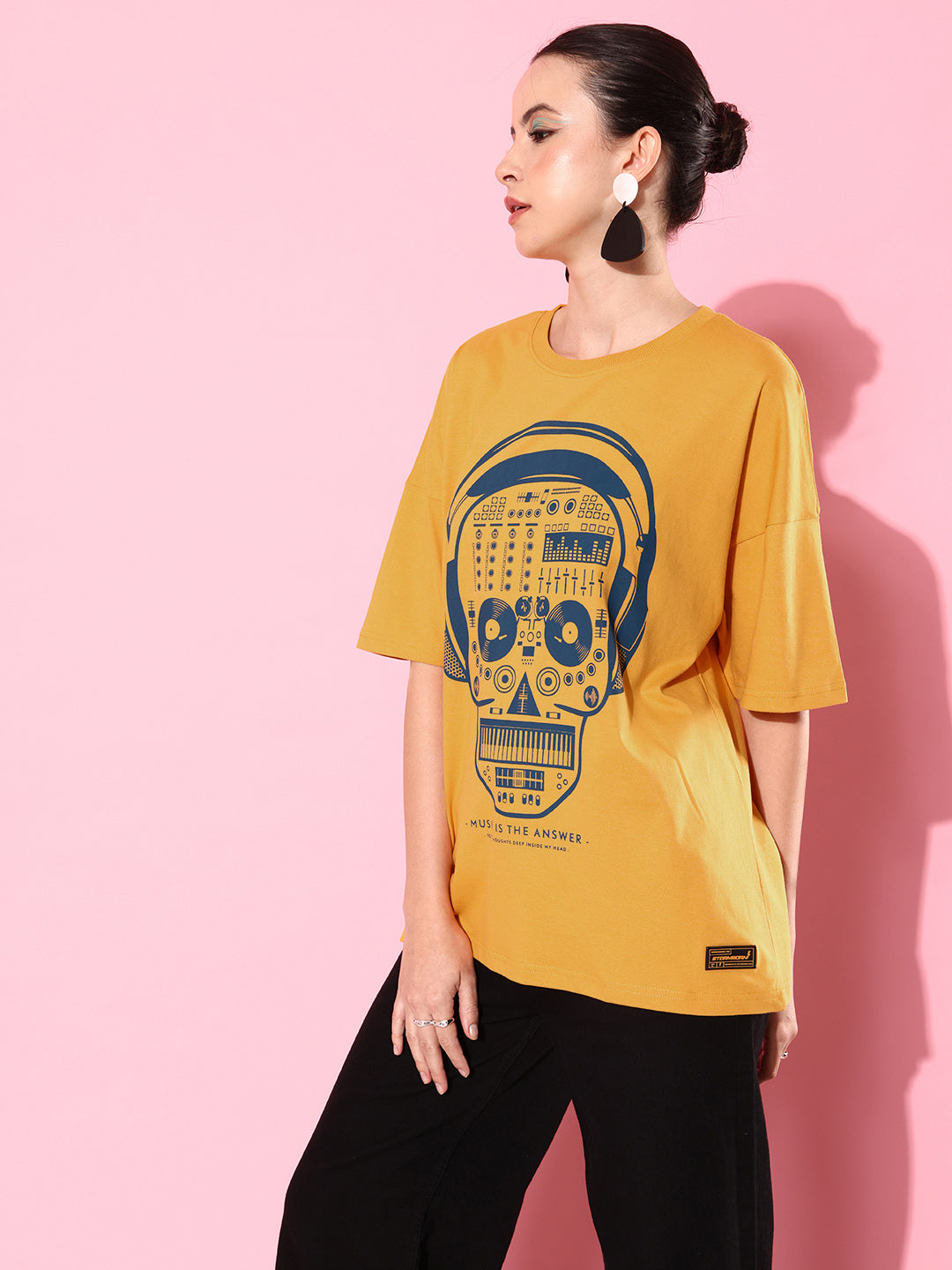 Womens Half Sleeve Drop Shoulder Printed Oversized Fit T-Shirts