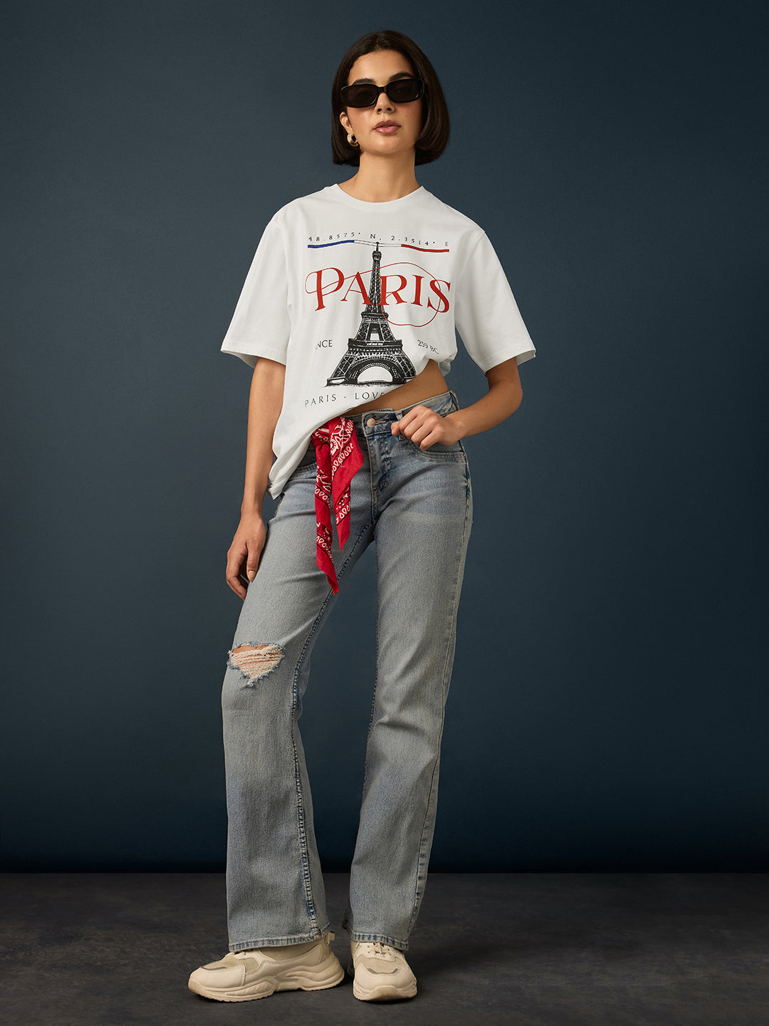 Womens Short Sleeve Printed Oversized Fit Tshirt 