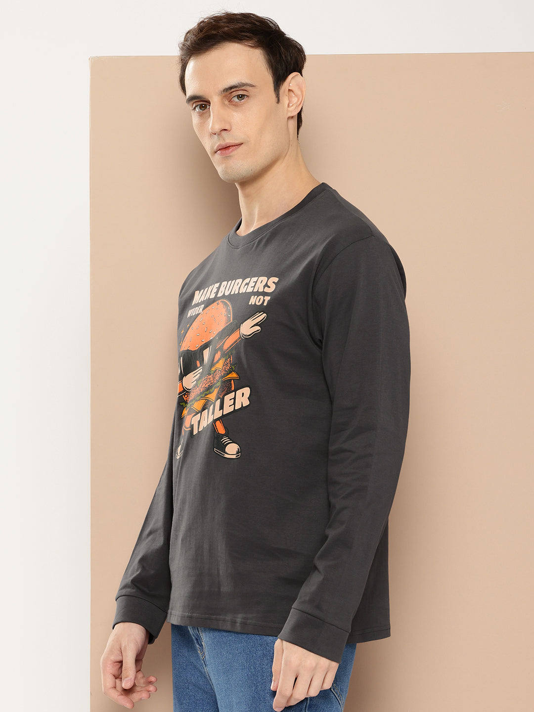 Mens Full Sleeve Round Neck Printed Oversized Fit Tshirts