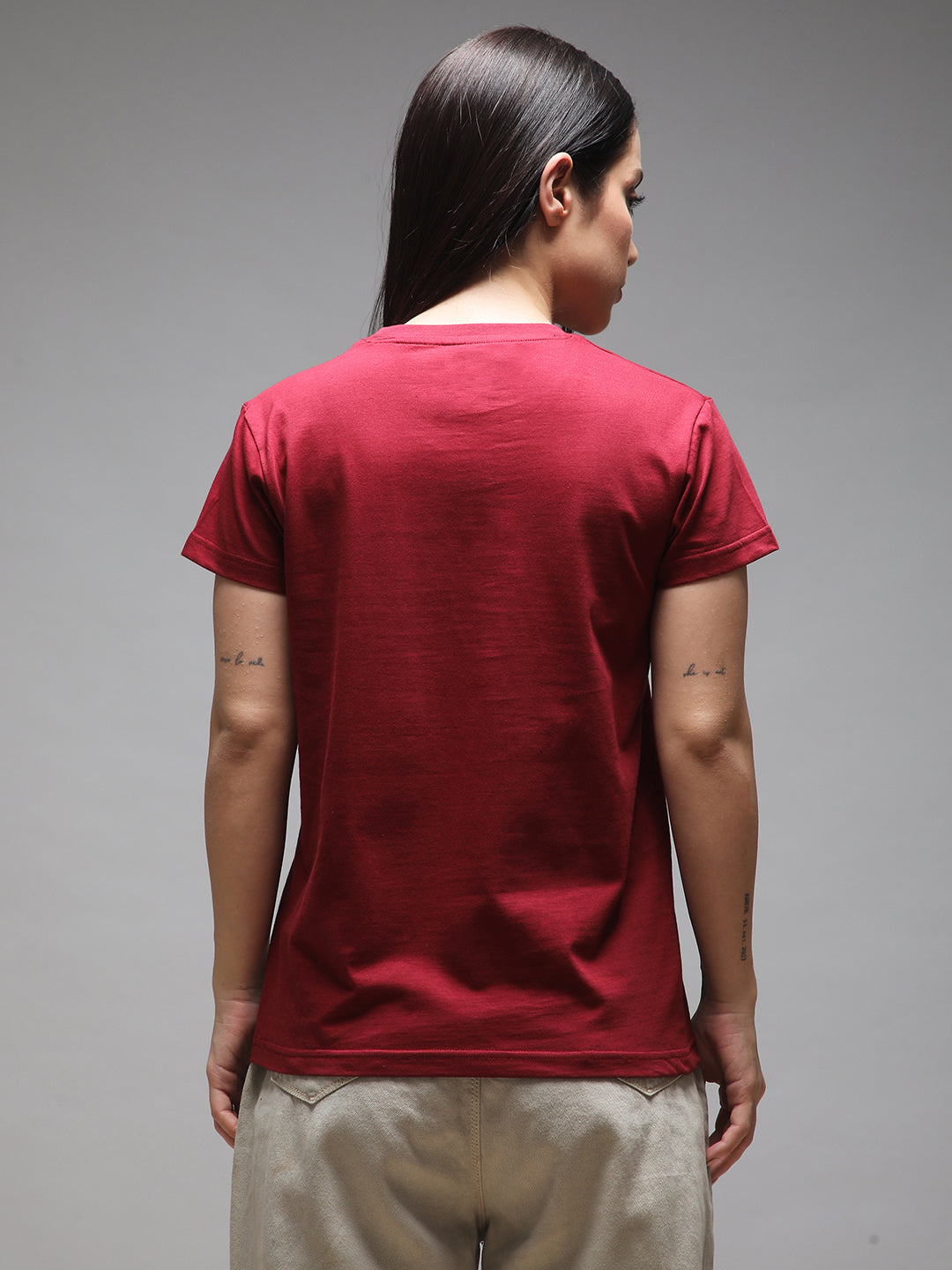 Womens Half Sleeve Round Neck Embroidery Regular Fit Tshirts
