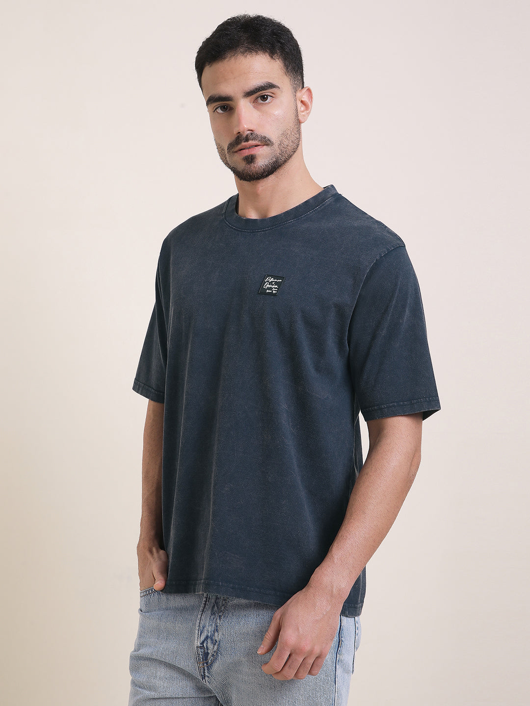 Mens Half Sleeve Round Neck Back Printed Oversized Fit Tshirts