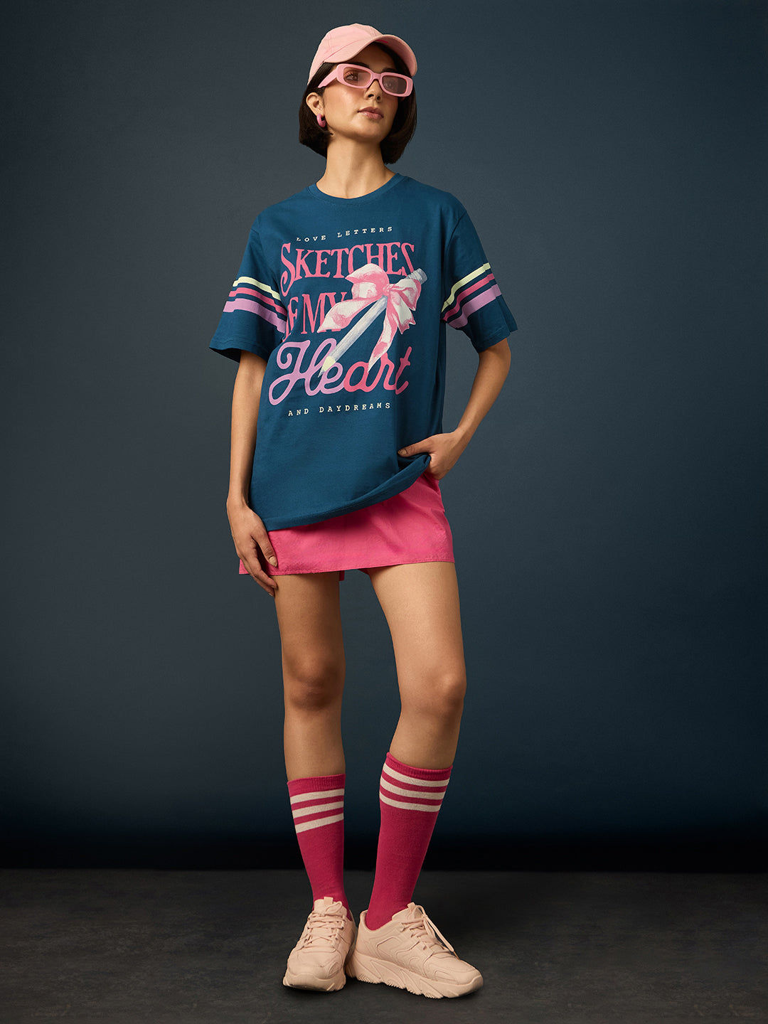 Womens Short Sleeve Printed Oversized Fit Tshirt 