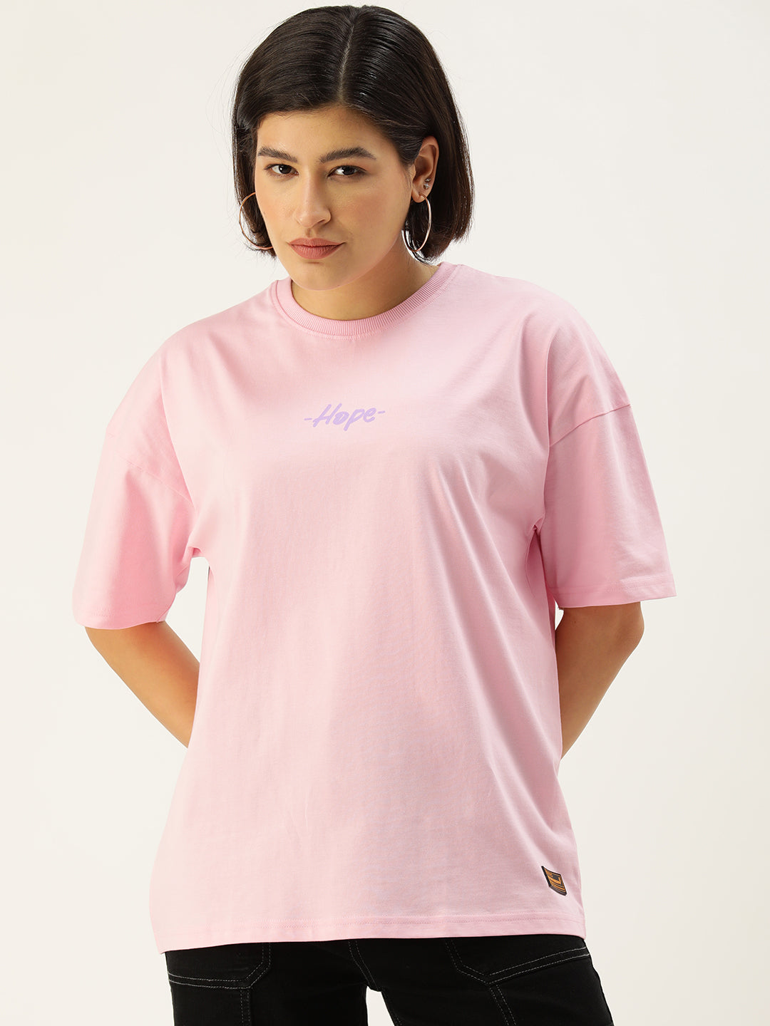 Womens Half Sleeve Drop Shoulder Printed Oversized Fit T-Shirts