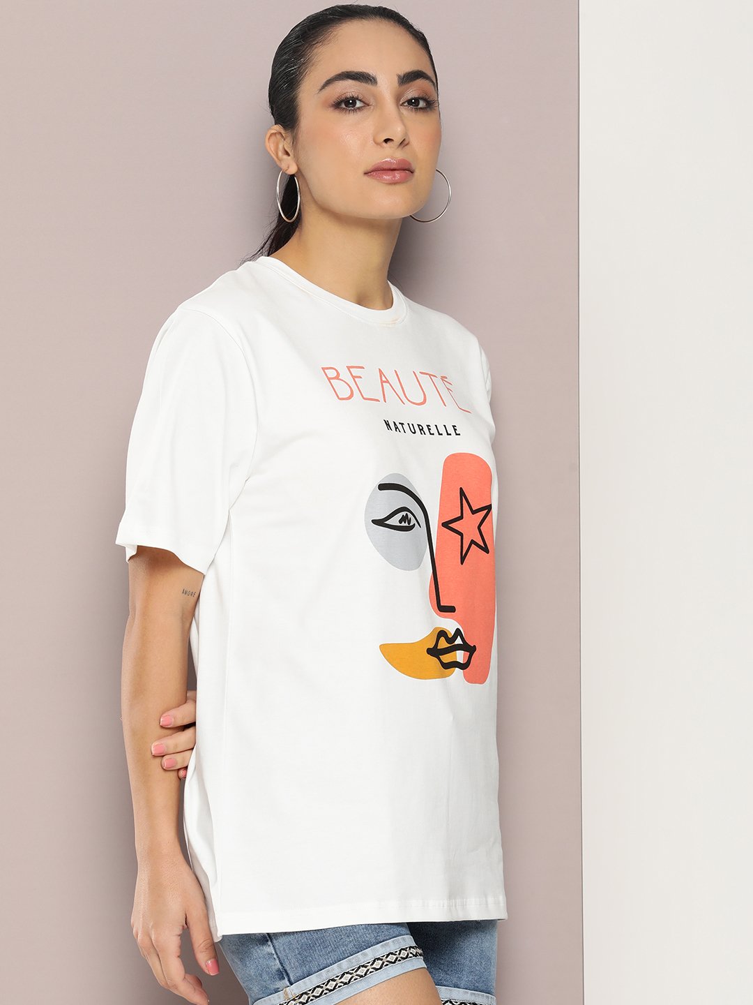 Womens Half Sleeve Round Neck Oversized Fit T-Shirts