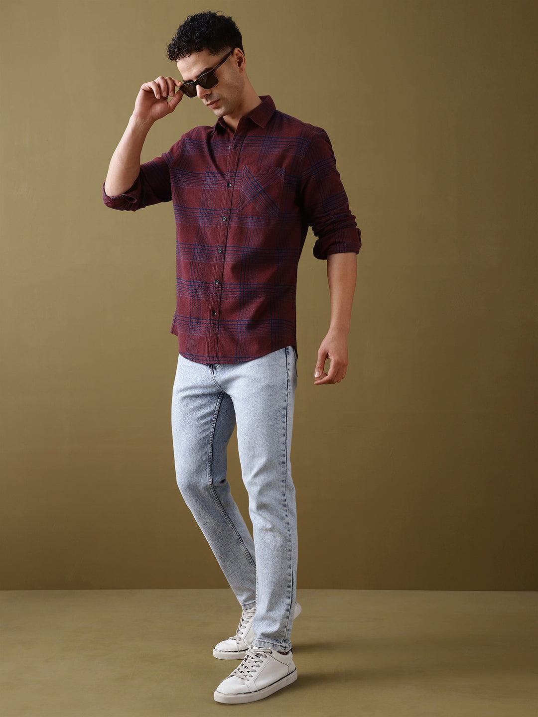 Men Checked Full Sleeve Shirt With Pocket