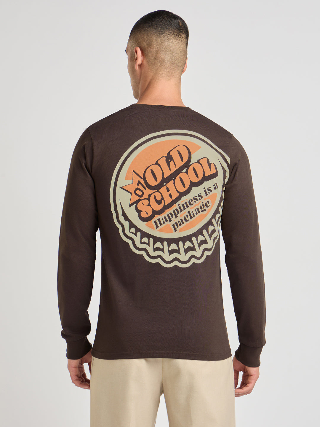 Mens Printed Regular Fit Full Sleeve Round Neck Tshirt
