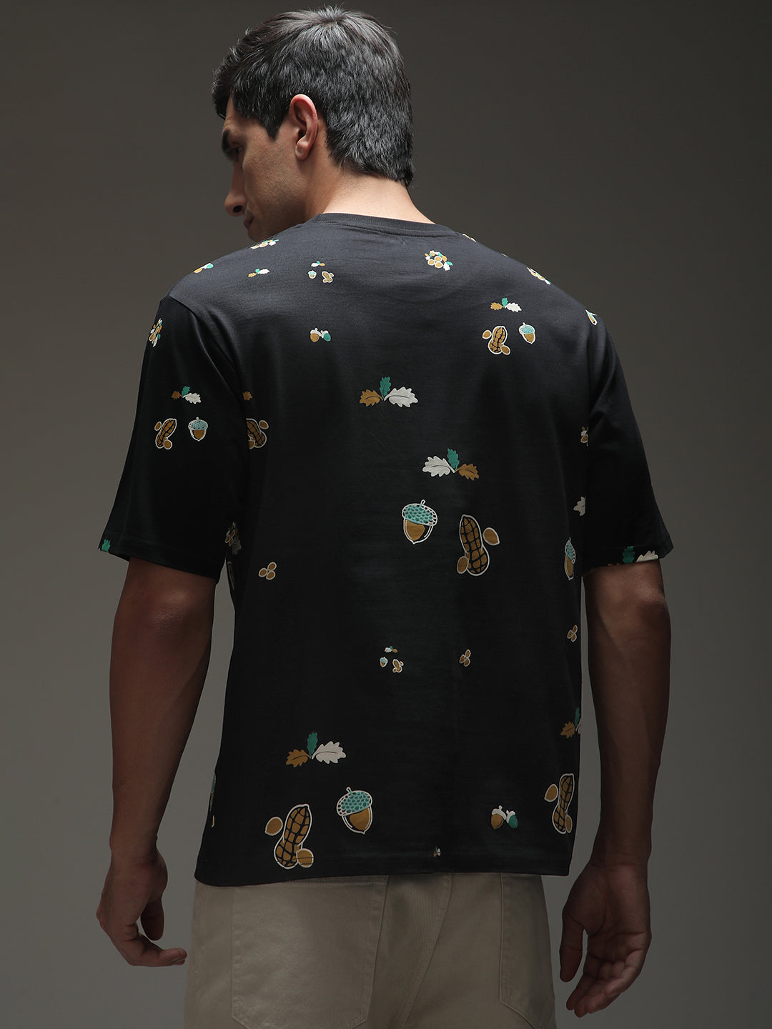 Mens Half Sleeve Round Neck All-Over Printed Oversized Fit Tshirts
