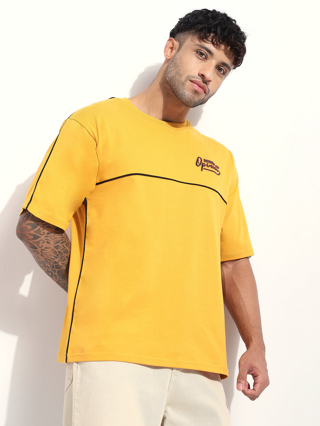 Mens Half Sleeve Round Neck Embroidered Oversized Fit Tshirts