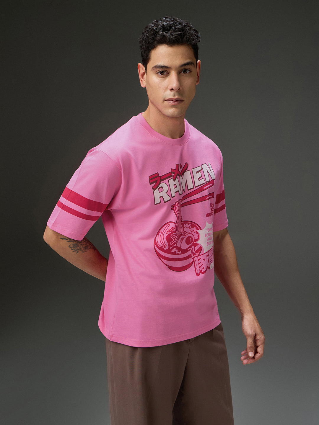 Mens Round Neck Half Sleeve Printed Oversized Fit Tshirt