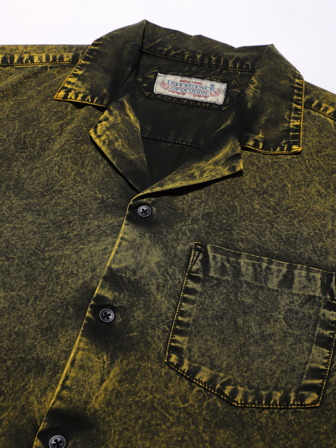 Men Boxy Regular Acid Washed Solid & Pocket Shirt