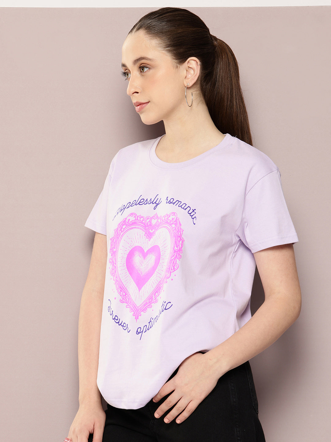 Womens Half Sleeve Round Neck Printed Boxy Fit Tshirts