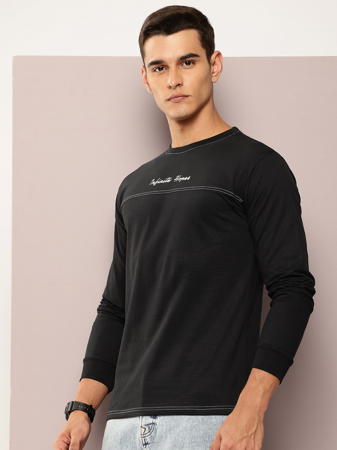 Mens Full Sleeve Round Neck Printed Regular Fit Tshirts