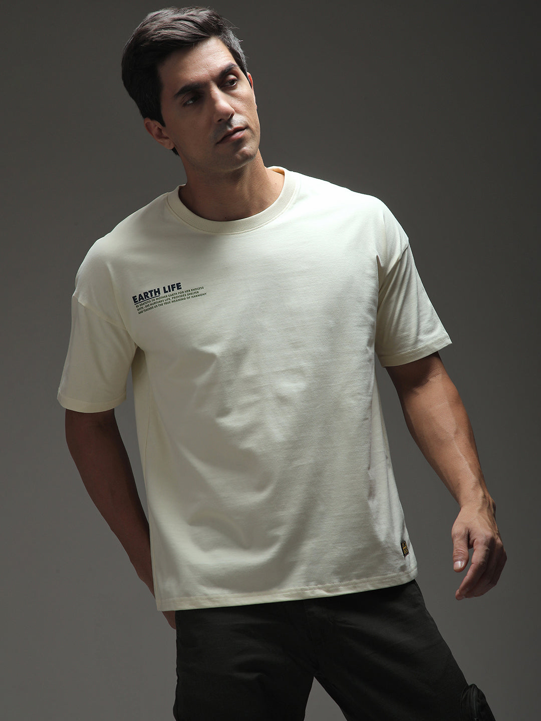 Mens Half Sleeve Drop Shoulder Printed Oversized Fit T-Shirts