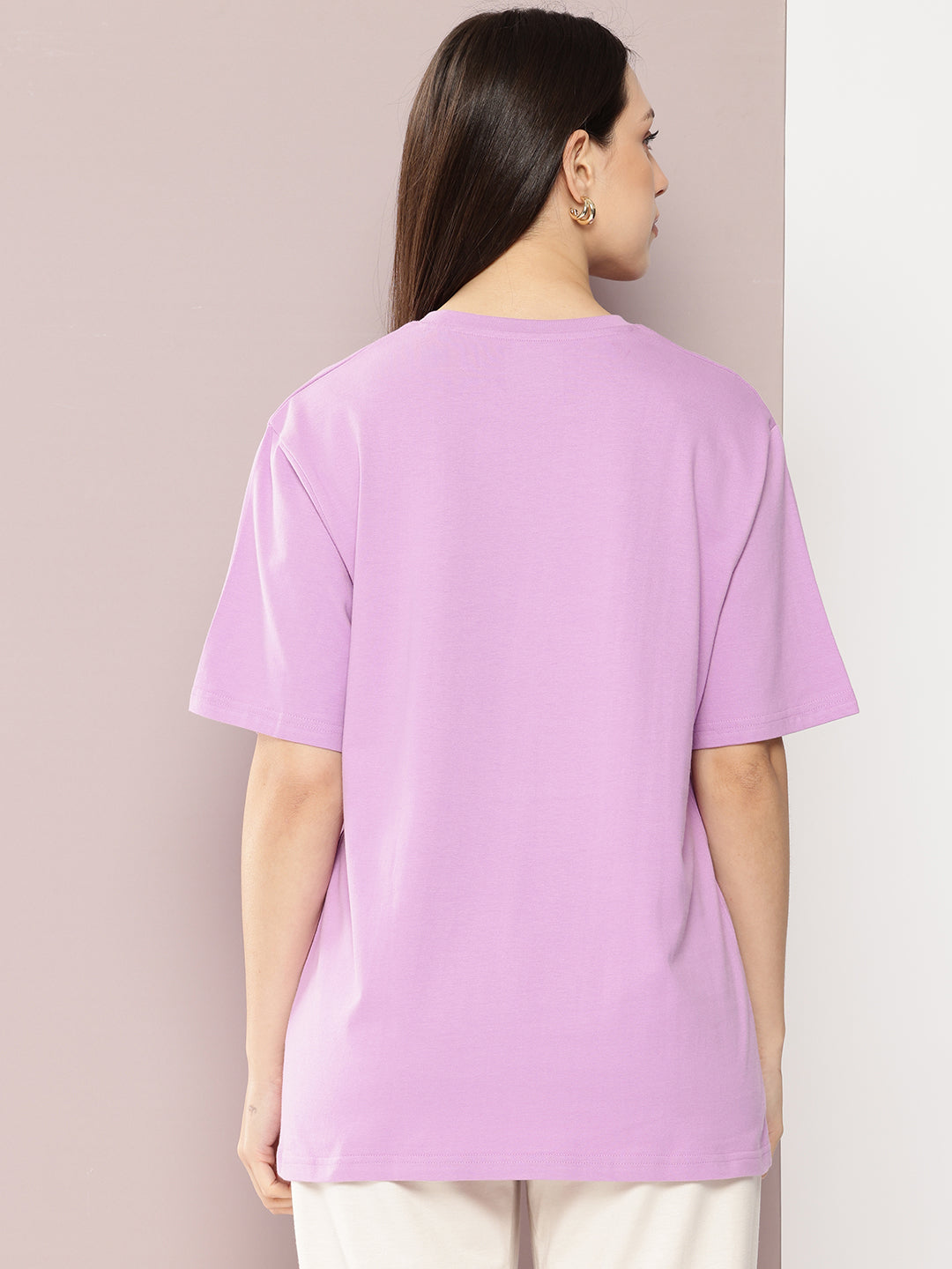 Womens Half Sleeve Round Neck Solid Oversized Fit Tshirts