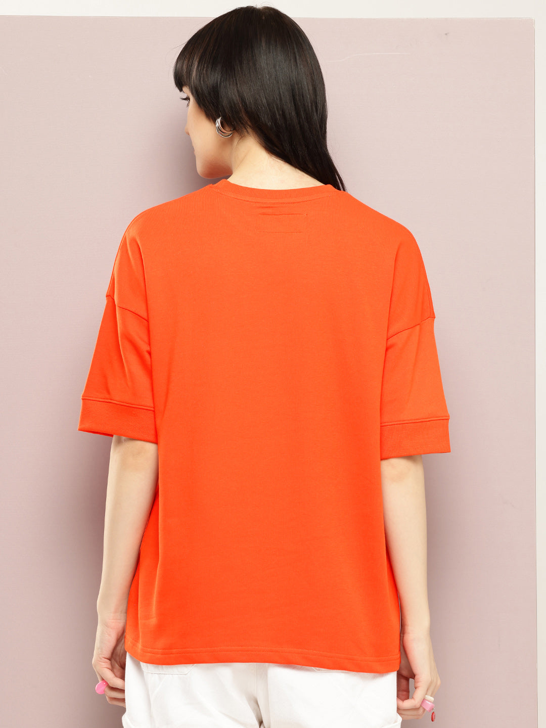 Womens Half Sleeve Round Neck Solid Oversized Fit Tshirts