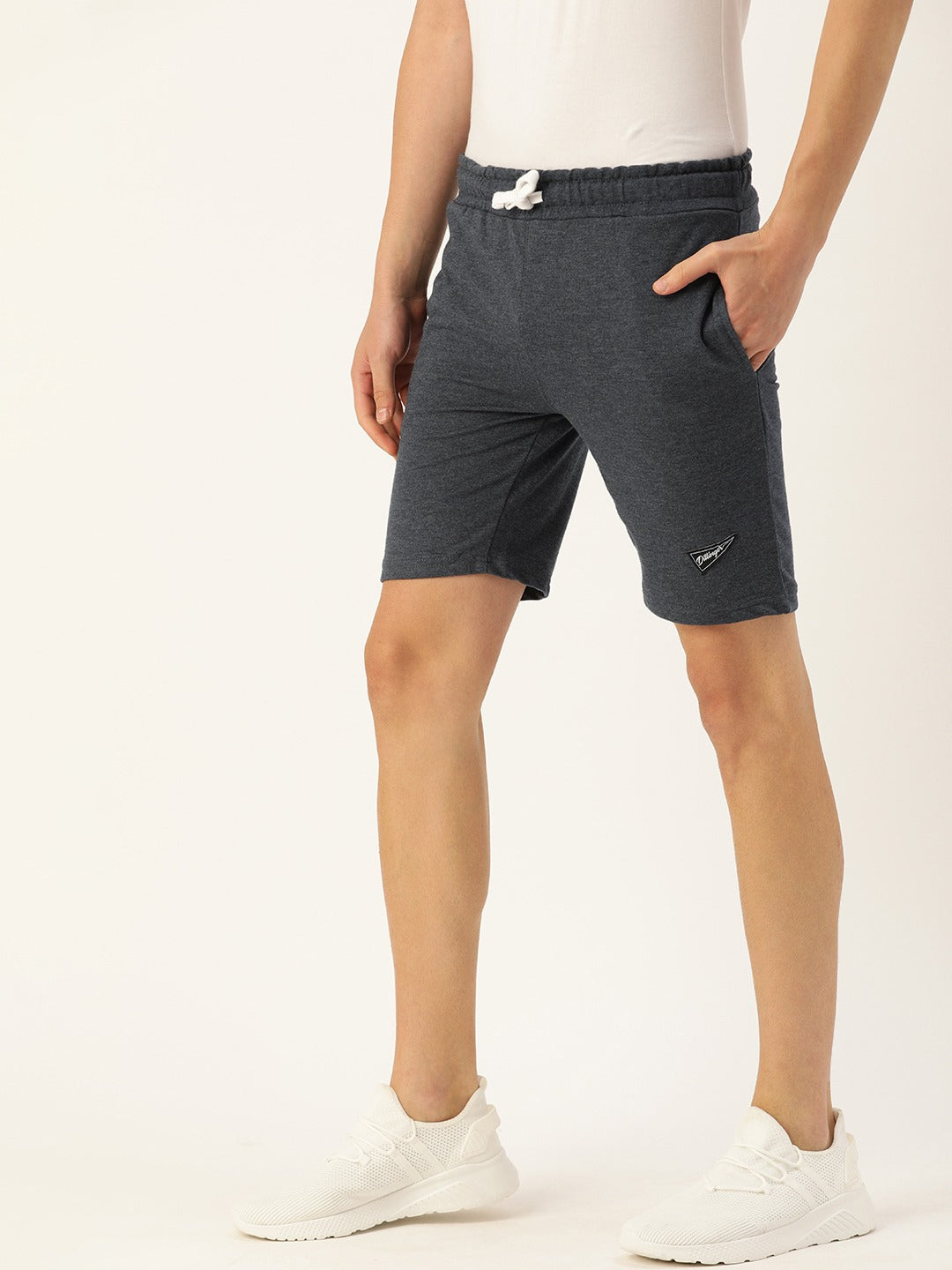 Men Blue Solid Mid-Rise Regular Shorts