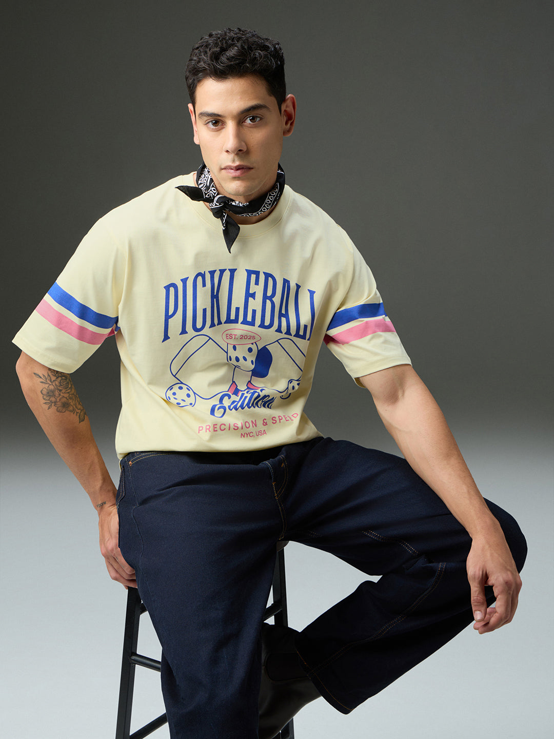 Mens Round Neck Half Sleeve Printed Oversized Fit Tshirt