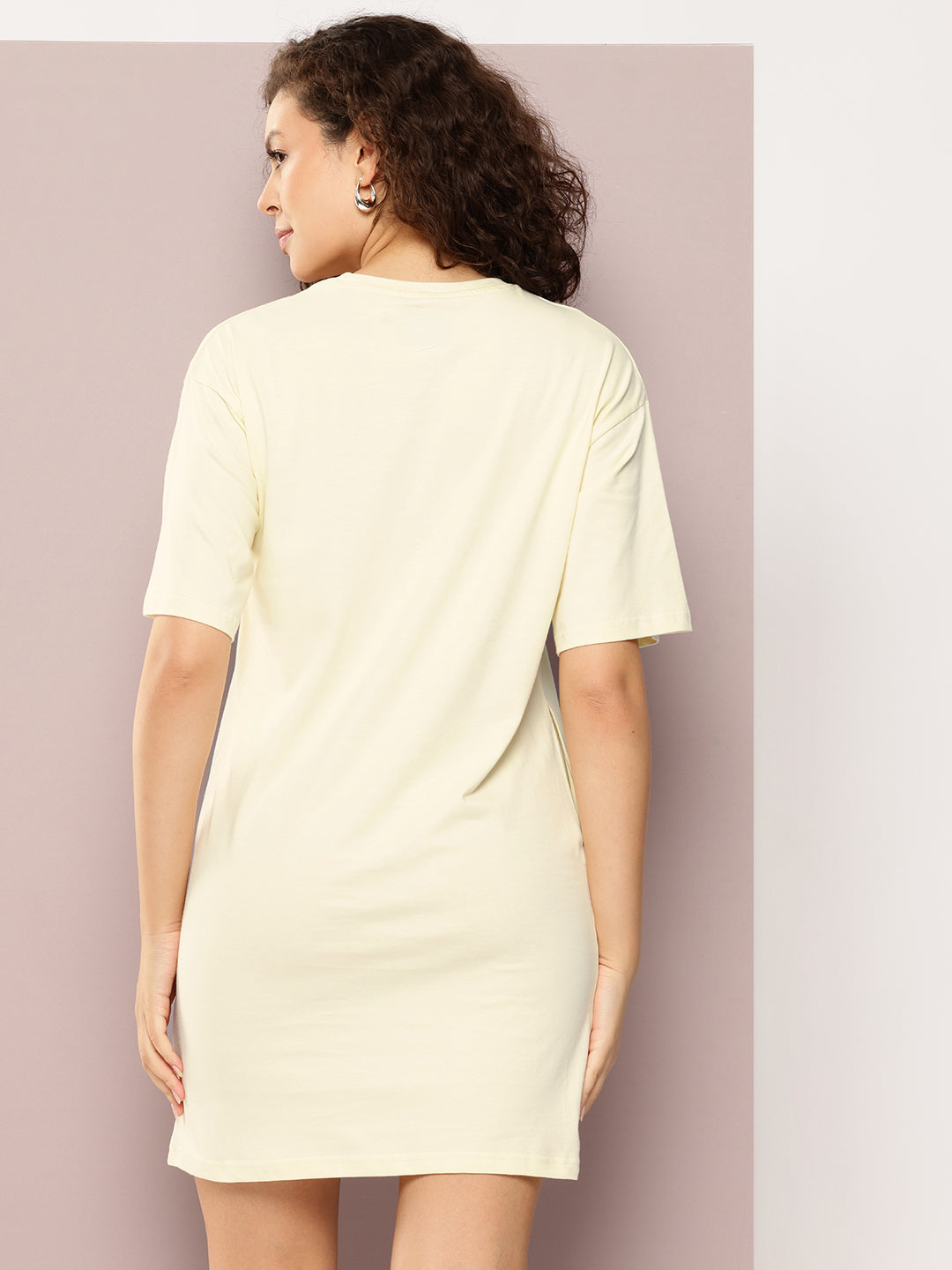 Womens Oversized Short Sleeves Printed Tshirt Dress