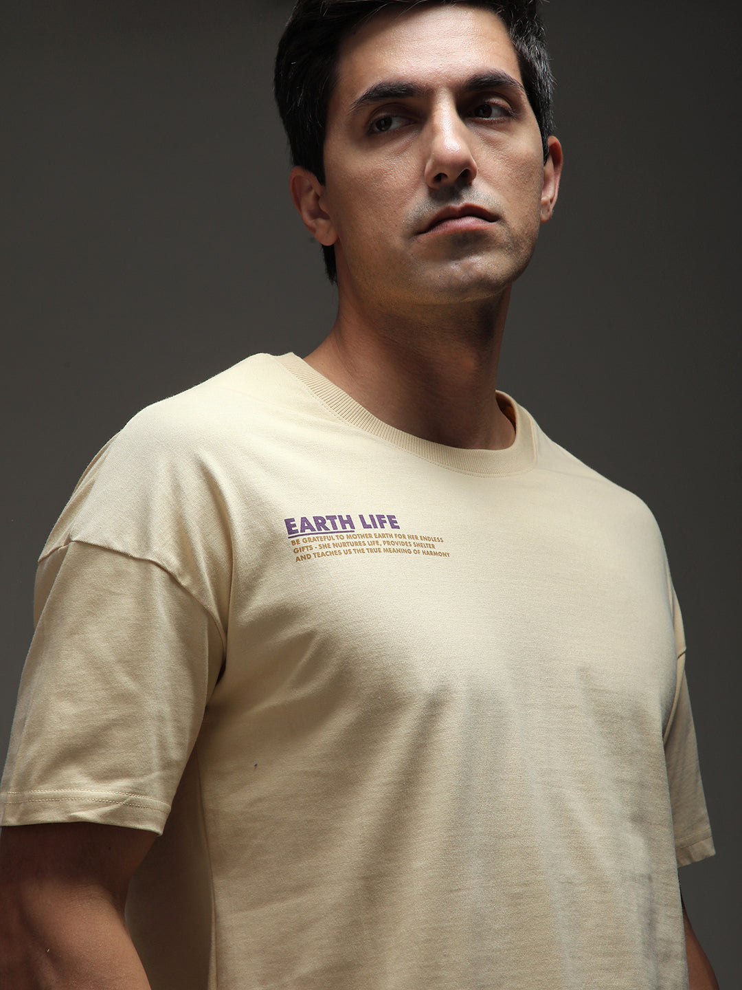 Mens Half Sleeve Drop Shoulder Printed Oversized Fit T-Shirts