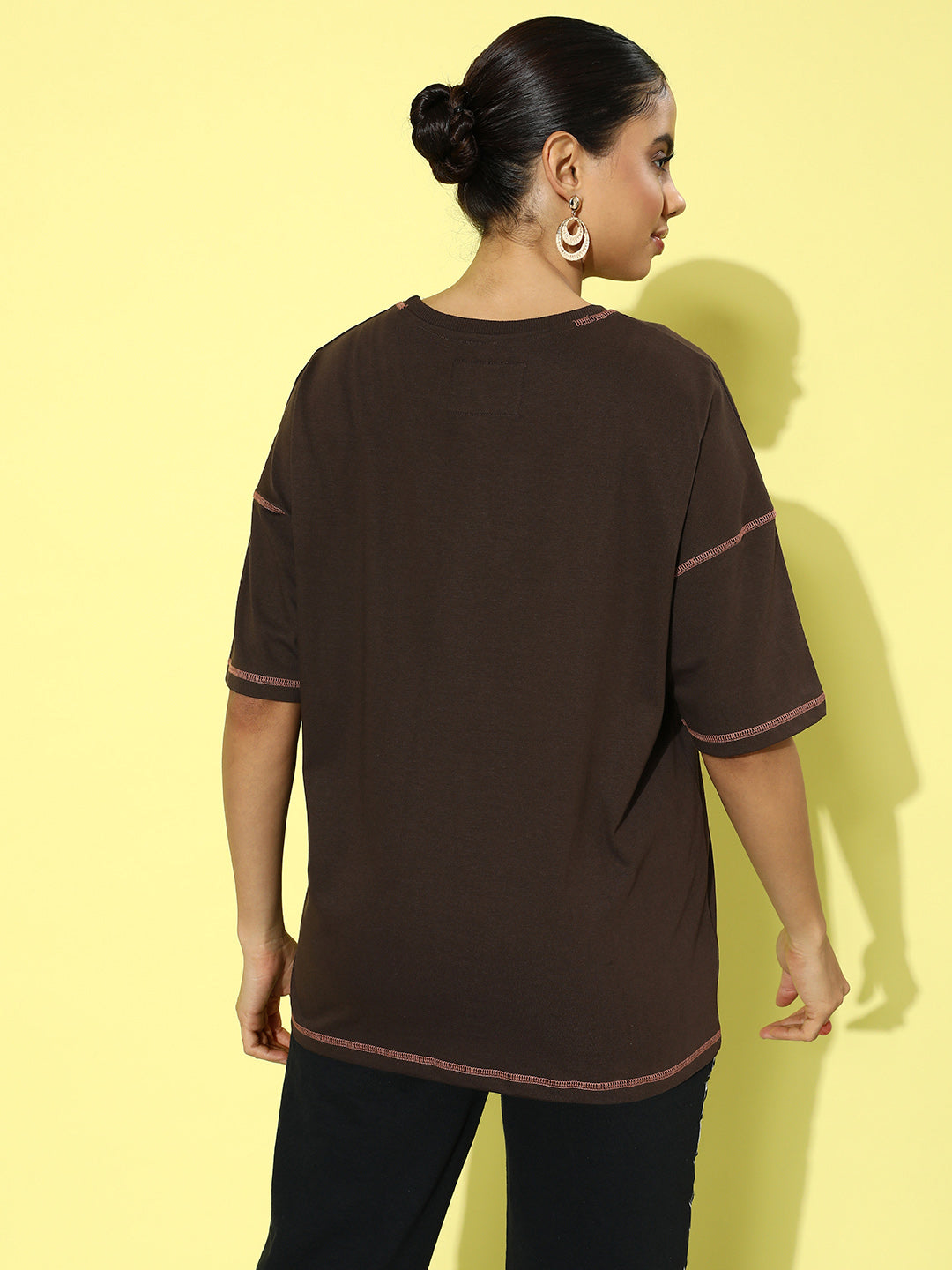 Womens Half Sleeve Drop Shoulder Plain Oversized Fit T-Shirts