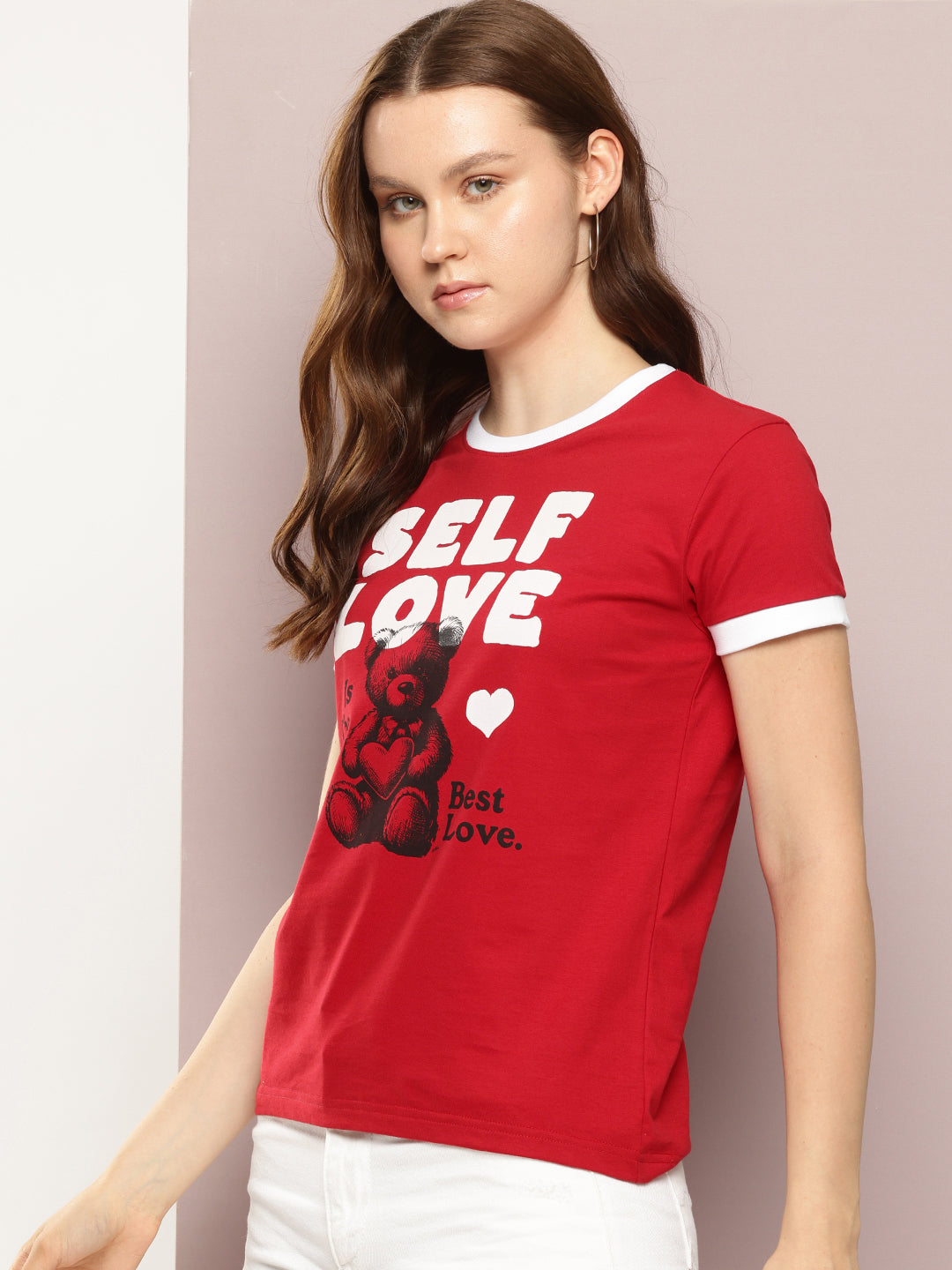 Womens Half Sleeve Round Neck Printed Regular Fit Tshirts