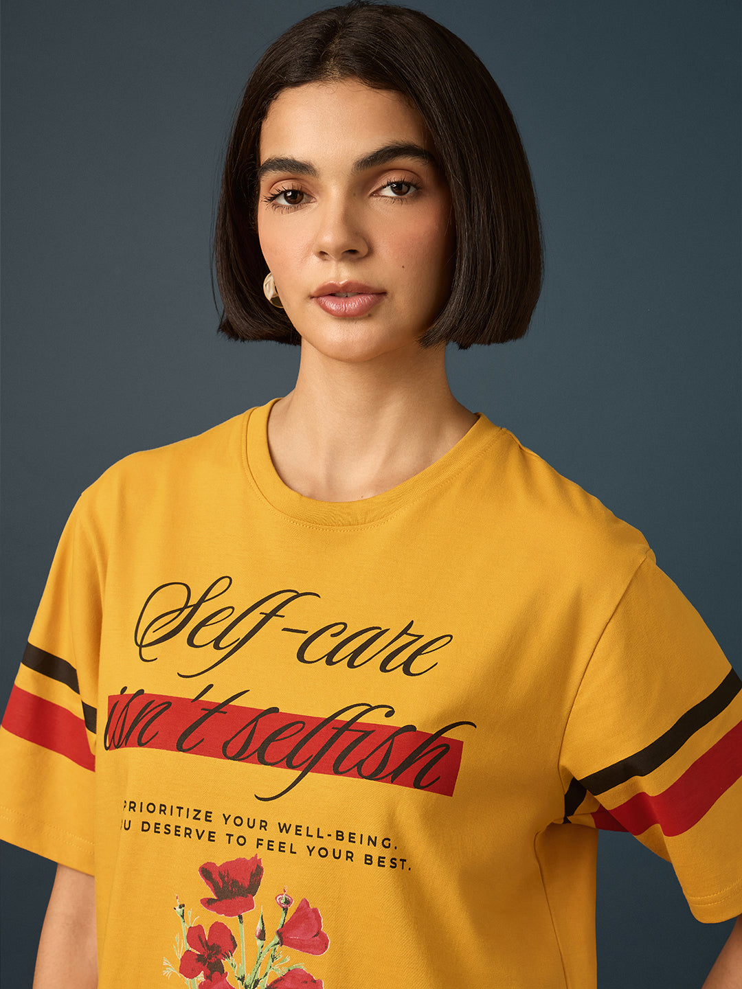 Womens Short Sleeve Printed Oversized Fit Tshirt 
