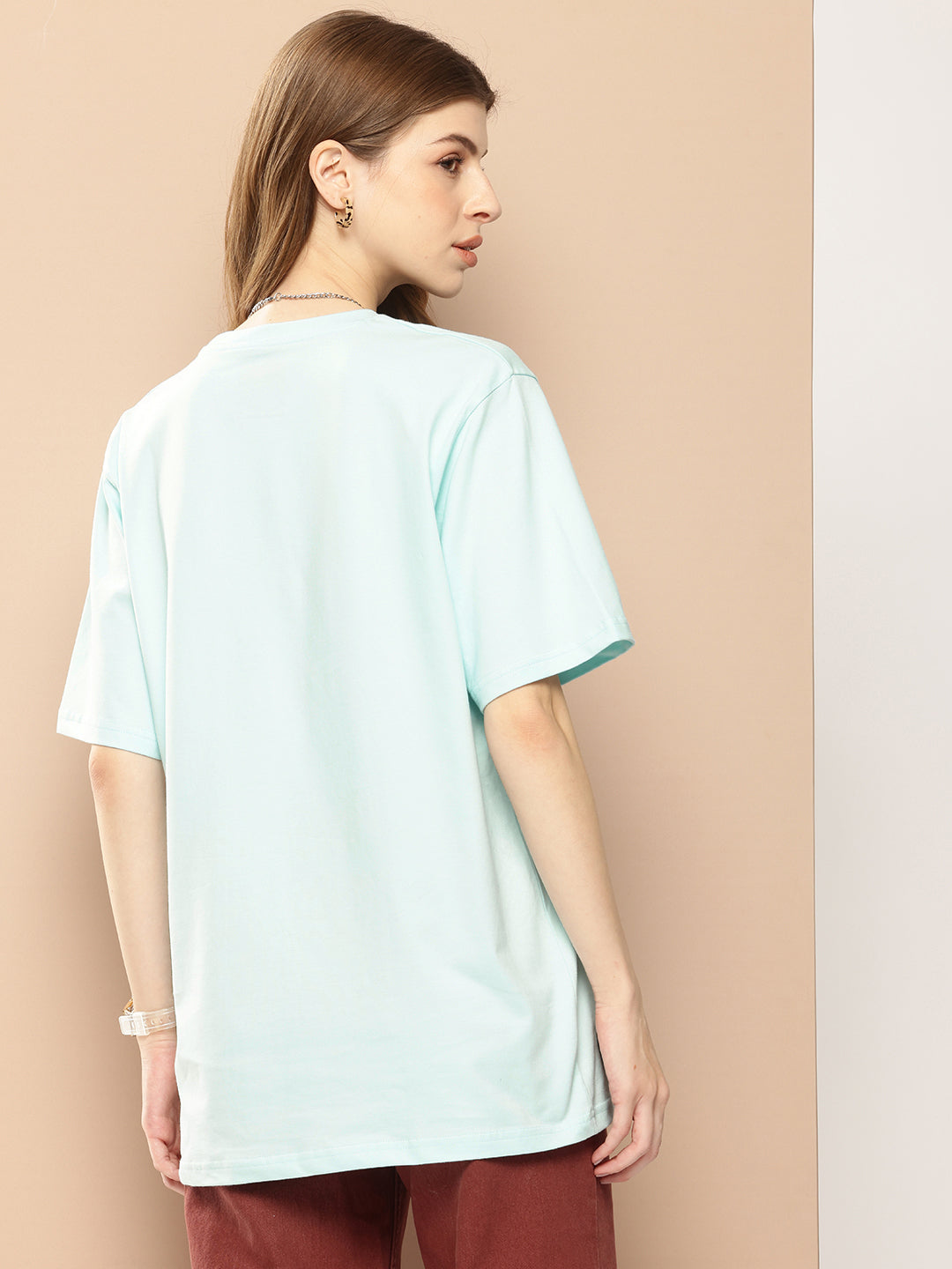 Womens Half Sleeve Round Neck All-Over Printed Oversized Fit Tshirts
