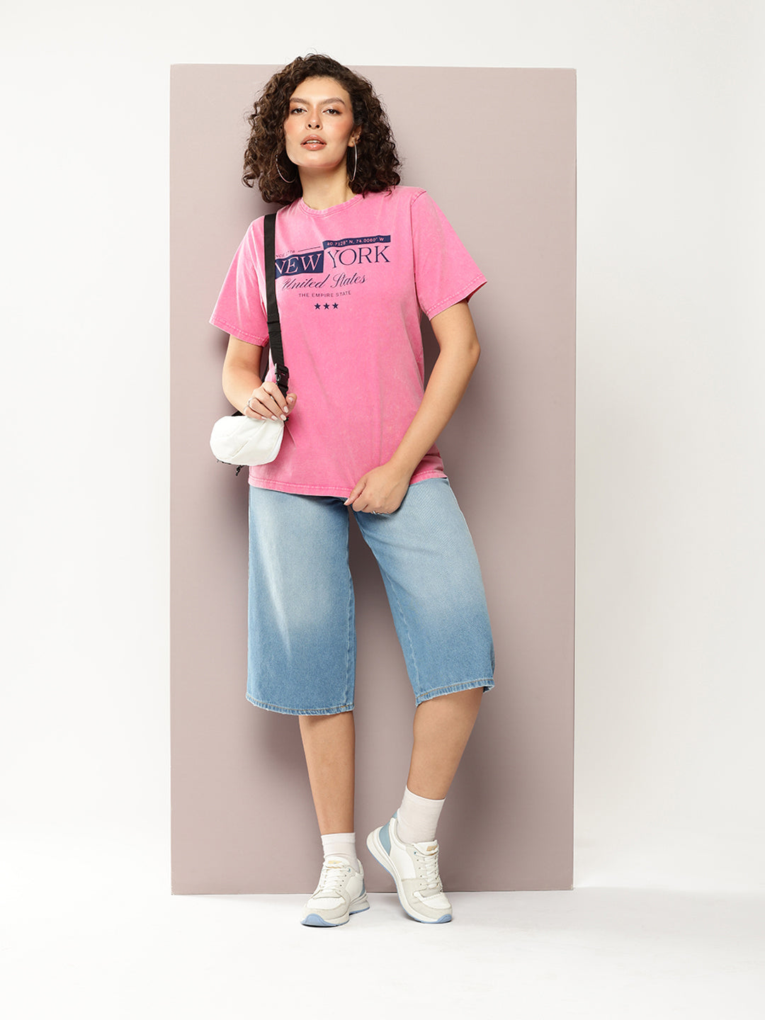 Womens Half Sleeve Round Neck Printed Oversized Fit Tshirts