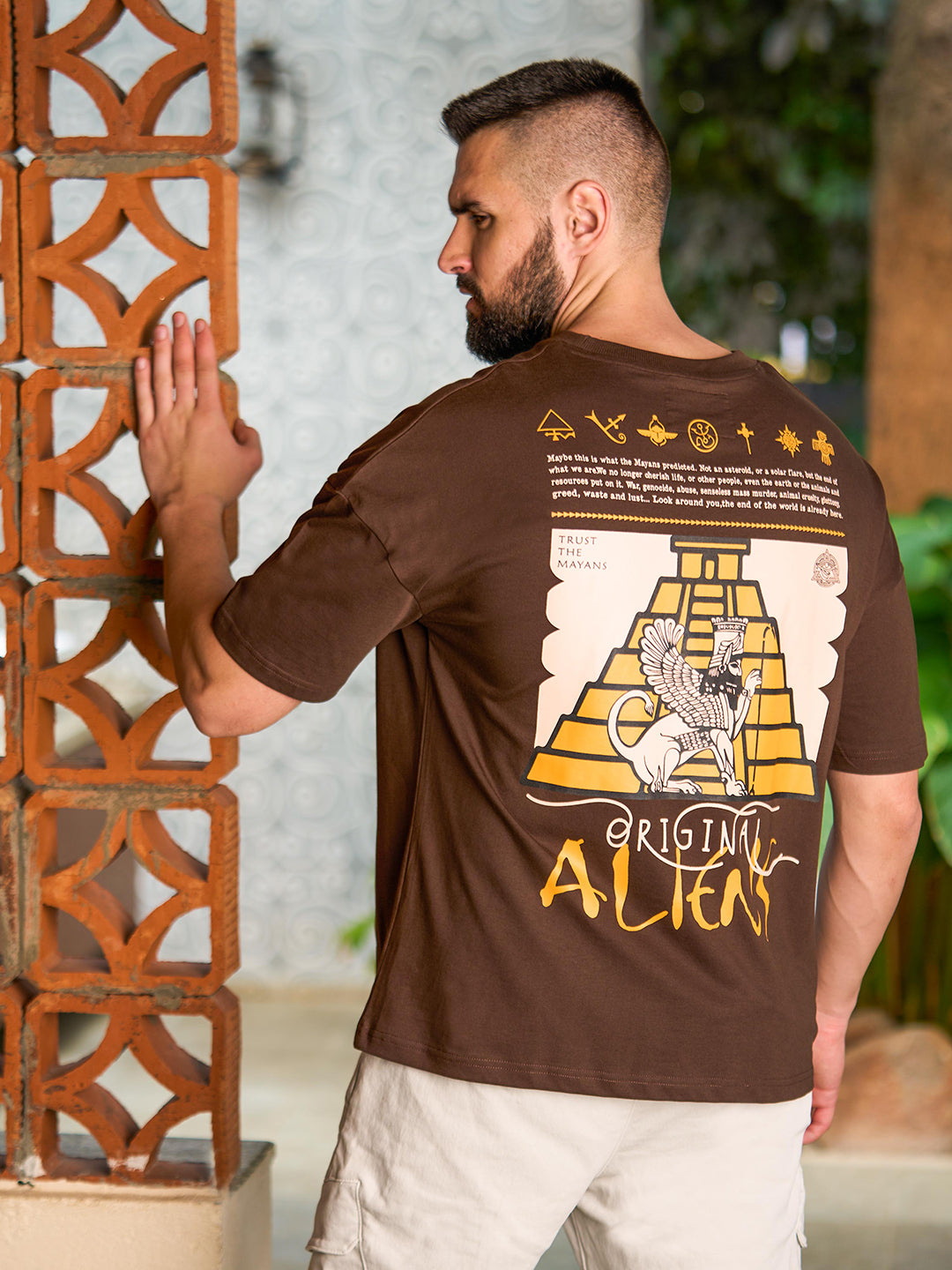 Mens Half Sleeve Drop Shoulder Printed Oversized Fit T-Shirts