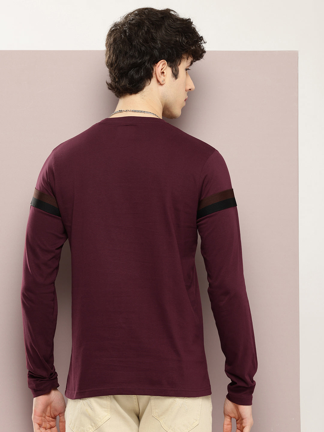 Mens Full Sleeve Round Neck Striped Regular Fit Tshirts