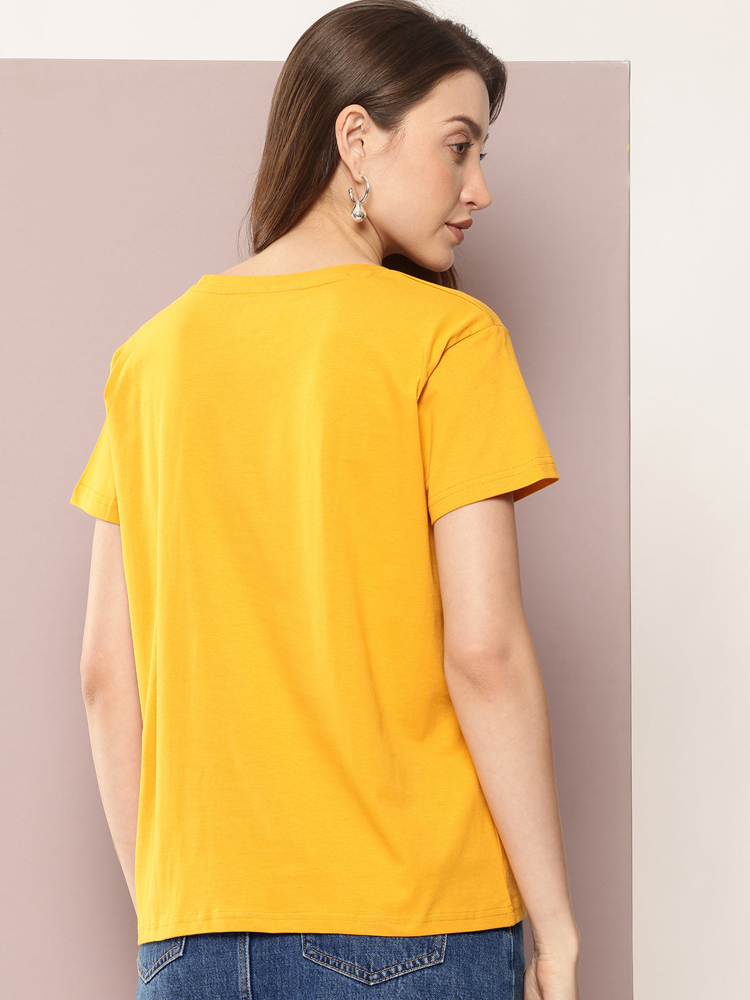 Womens Half Sleeve Round Neck Solid Boxy Fit Tshirts