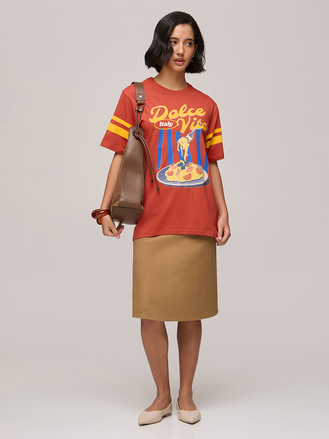 Womens Printed Oversized Fit Cotton T-Shirt