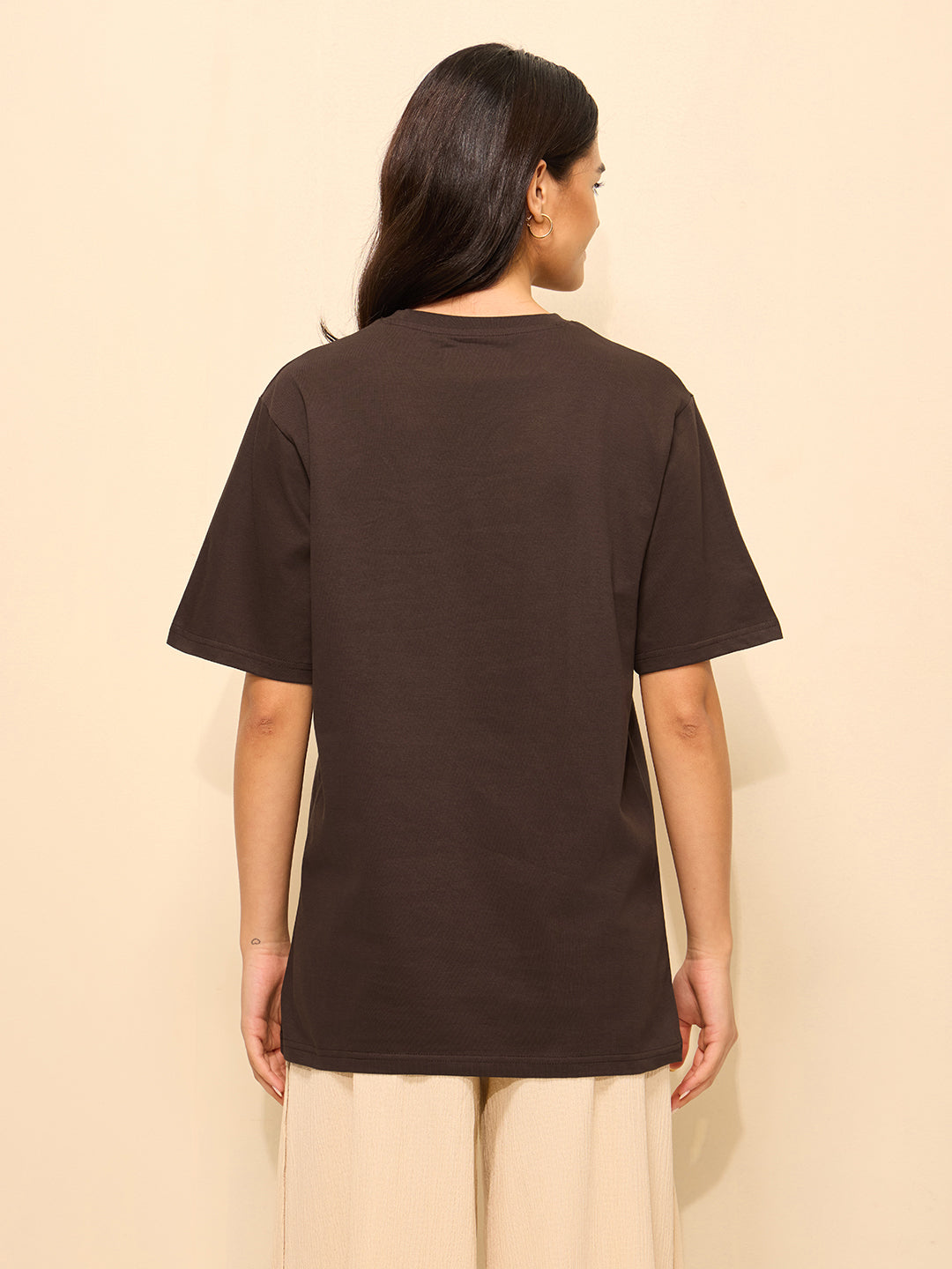 Womens Printed Oversized Fit Cotton T-Shirt