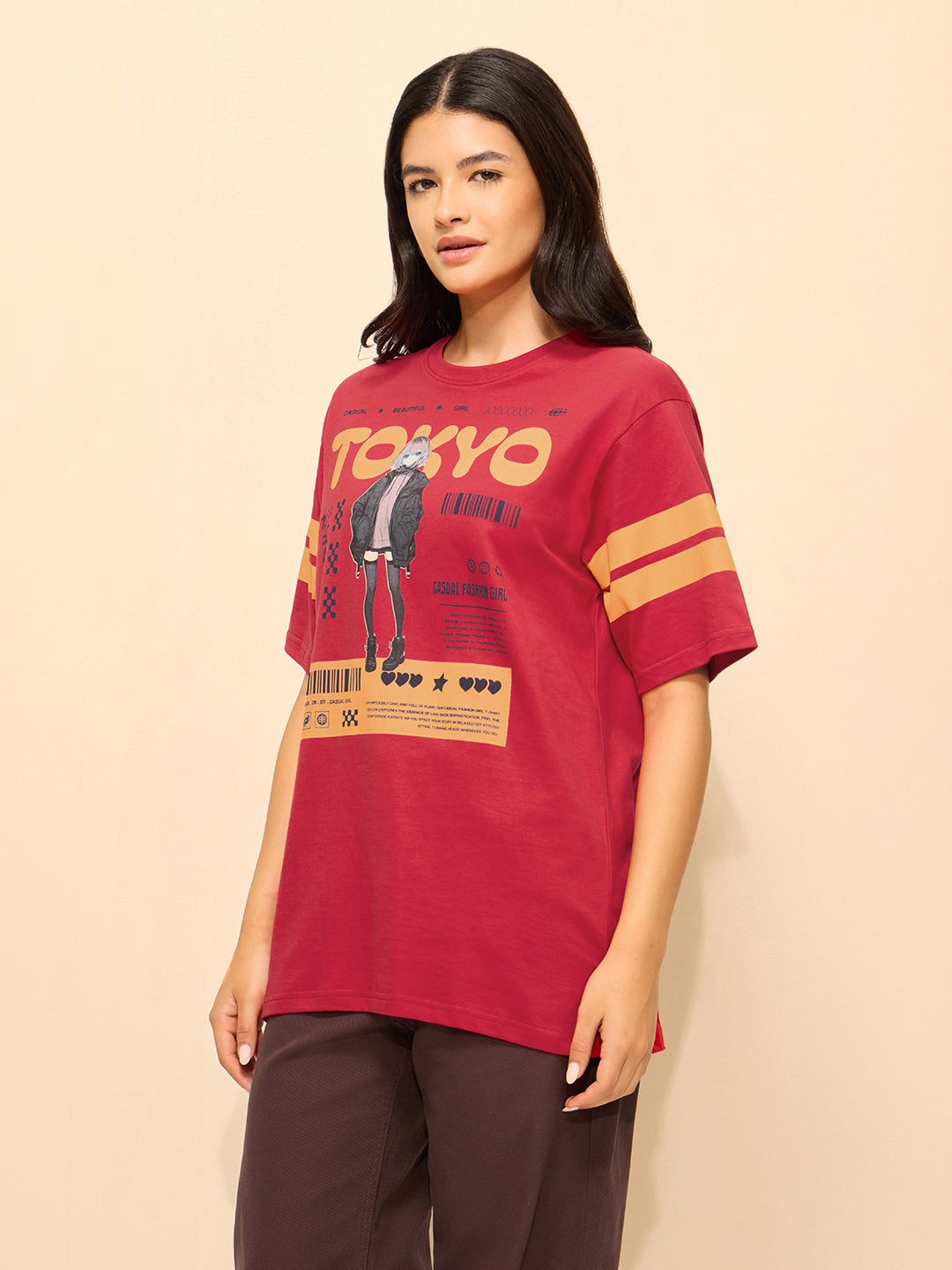 Womens Printed Oversized Cotton T-Shirt
